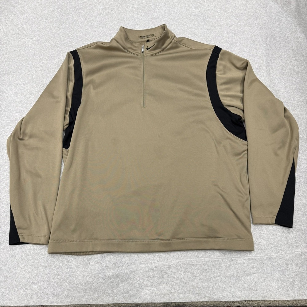 Nike Golf Jacket Therma-Fit Men's Beige Gold 1/4 Zip Pullover Size‎ XL